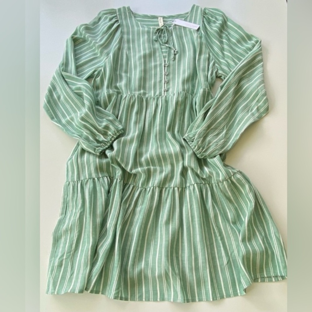 Gentle Fawn Striped Long Sleeve Dress, Long Sleeve Striped Dress, Lined Size: M - Picture 4 of 13